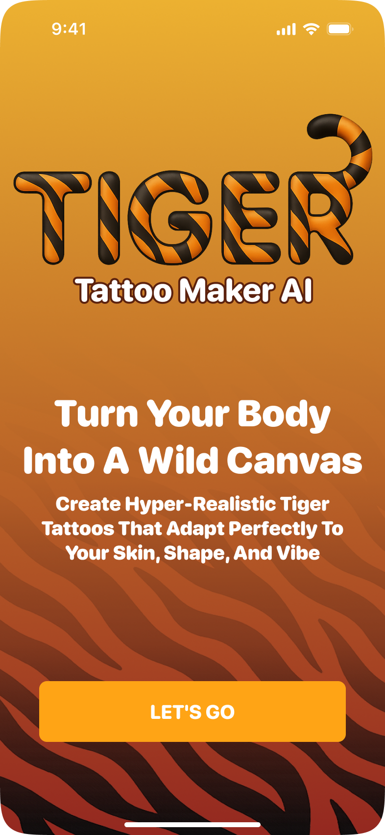 Tiger Tattoo Maker AI detail and mood selection screen